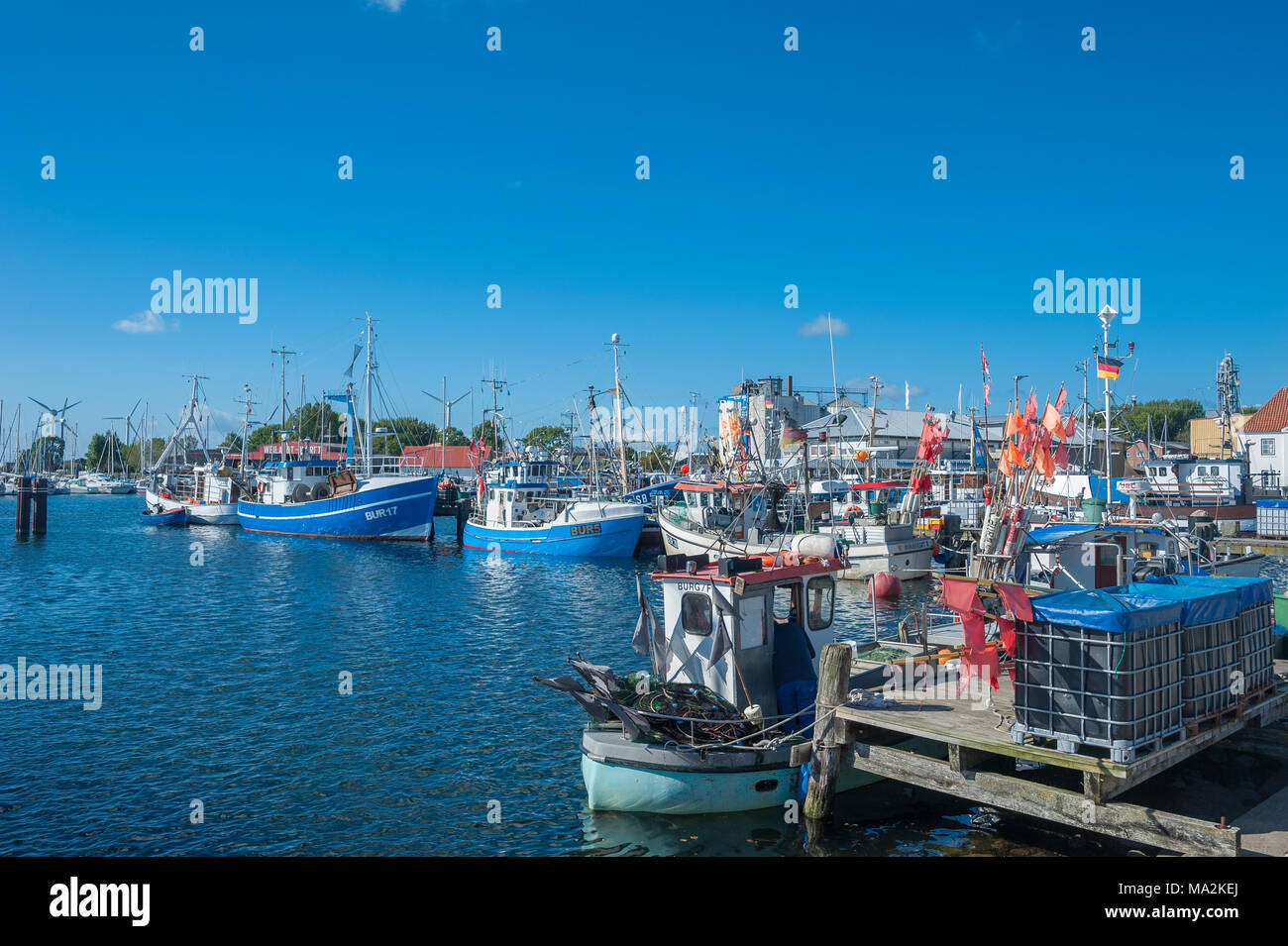 Fishing harbor, Burgstaaken, Fehmarn, Baltic Sea, Schleswig-Holstein, Germany, Europe Stock Photo