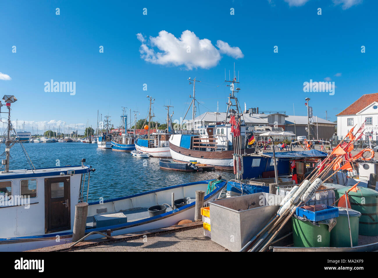 Fishing harbor, Burgstaaken, Fehmarn, Baltic Sea, Schleswig-Holstein, Germany, Europe Stock Photo