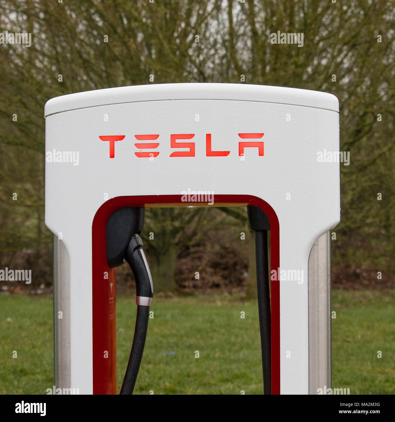 Electric car recharging points at Warwick Service Station on the M40