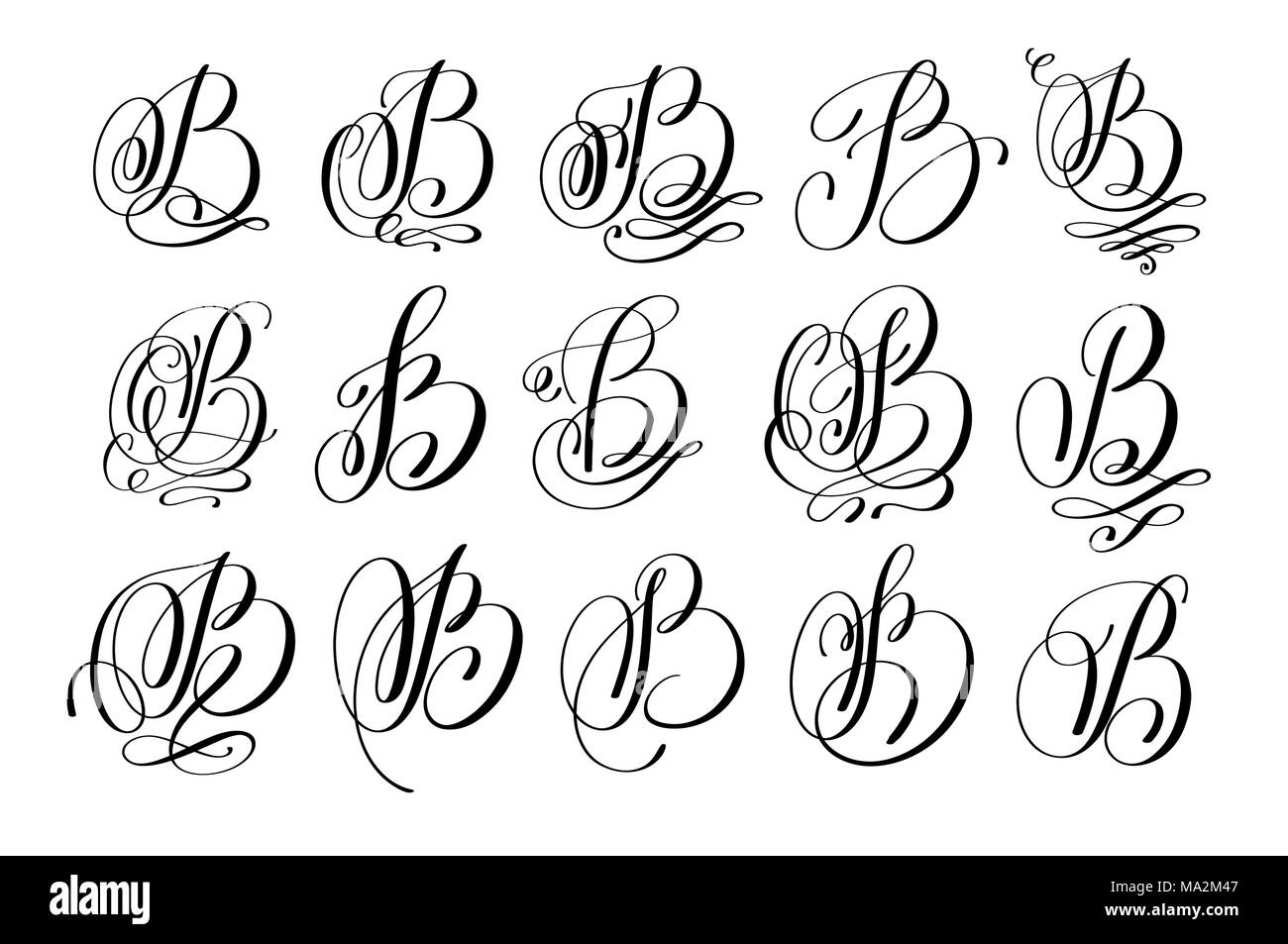 calligraphy lettering script font B set Stock Vector Image & Art Alamy