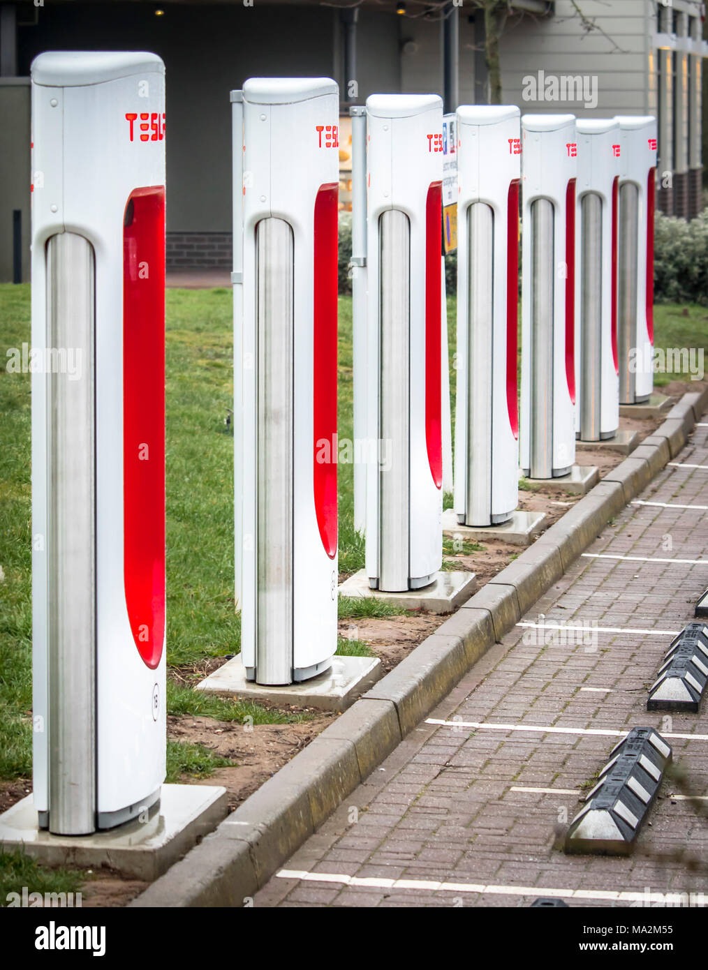 Electric car recharging points at Warwick Service Station on the M40