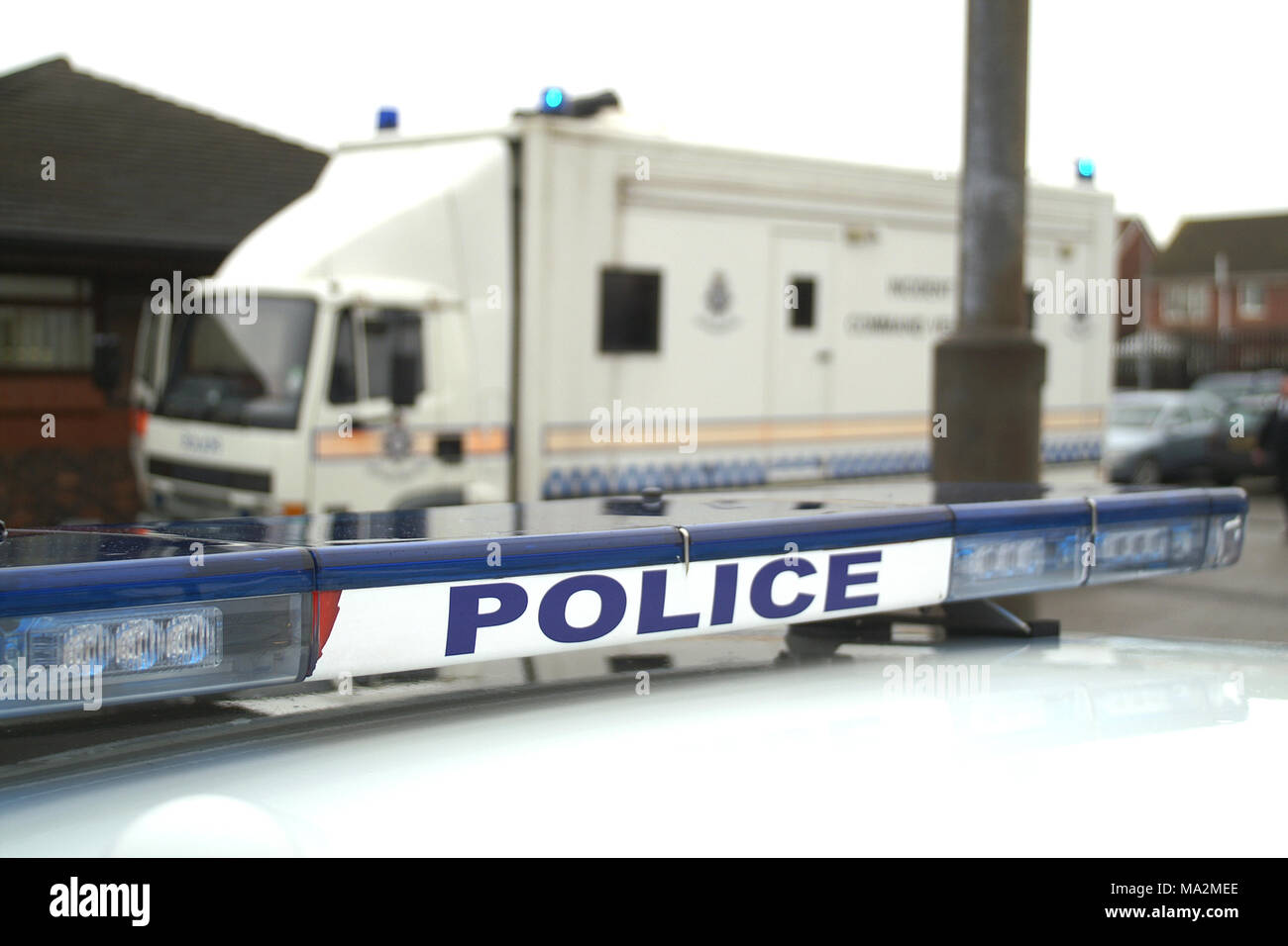 police mobile command unit attending major incident Stock Photo