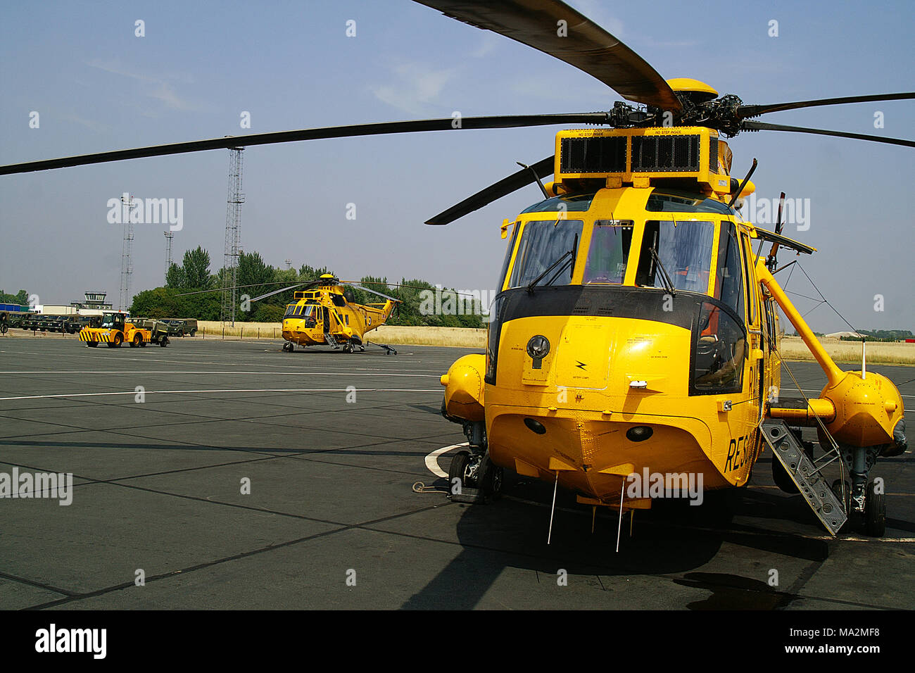 RAF Search and rescue Helicopter RAF Leconfield, Yellow Westland WS-61 Sea King Stock Photo