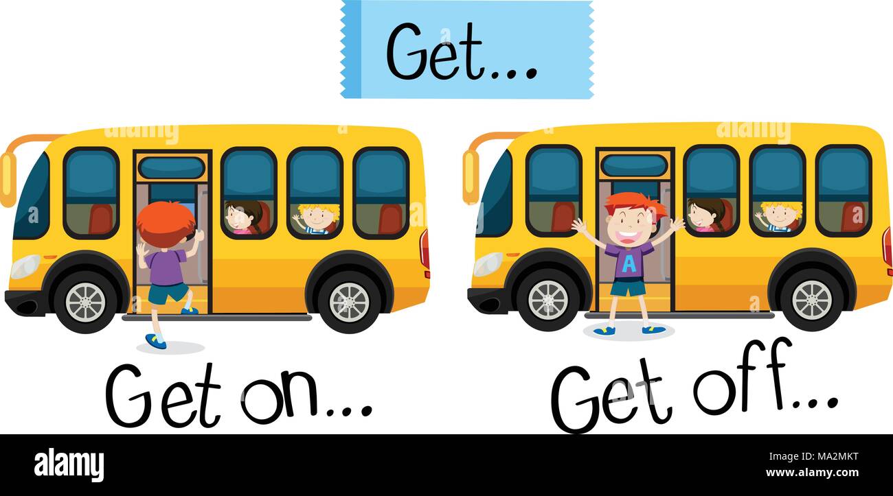 Wordcard for get on and get off illustration Stock Vector Image & Art Alamy