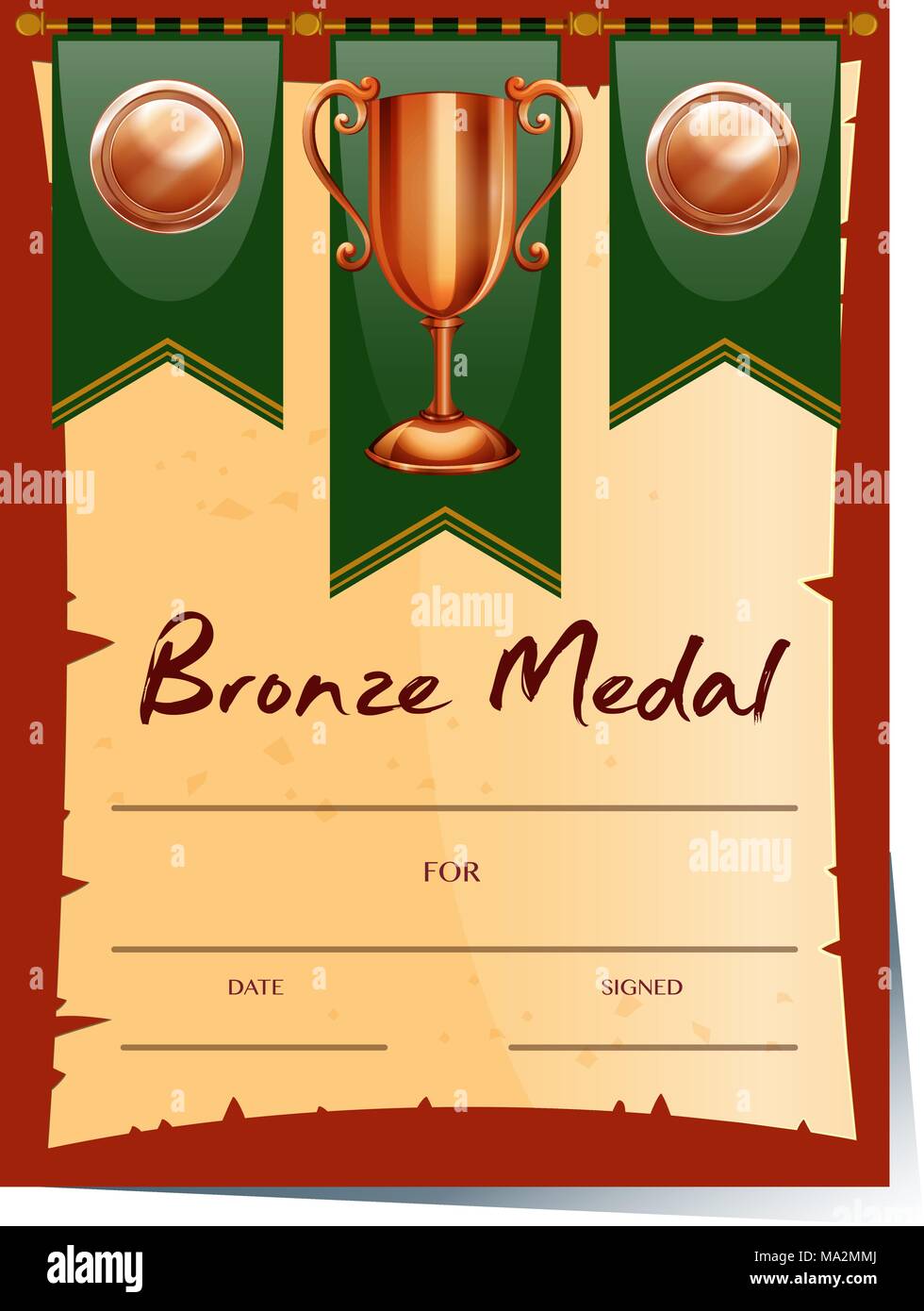 Certificate design for bronze medal illustration Stock Vector Image