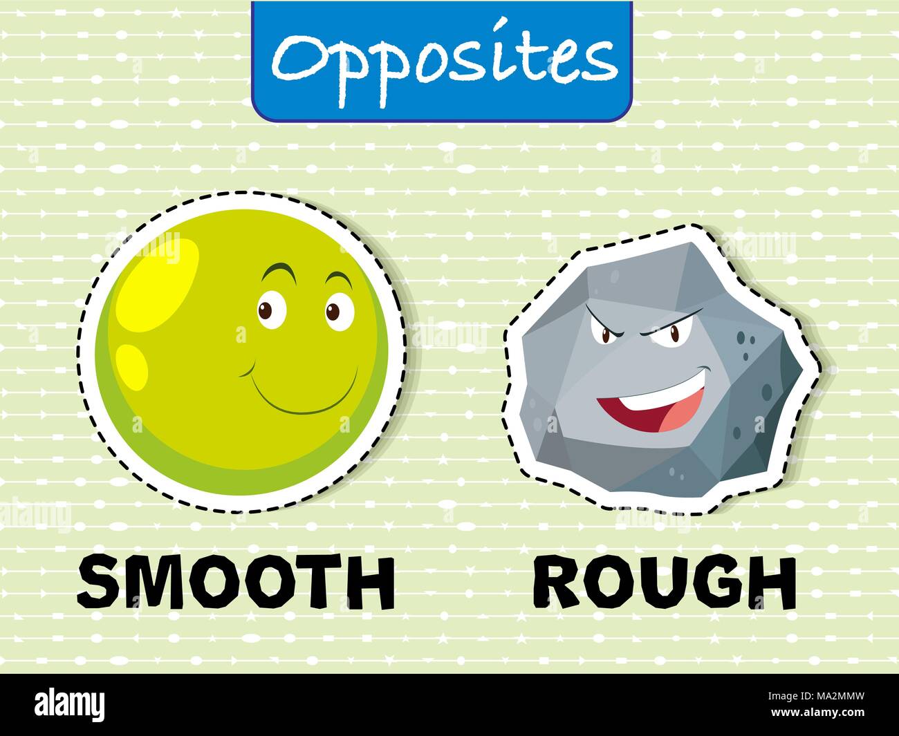 Opposite adjectives with smooth and rough Vector Image
