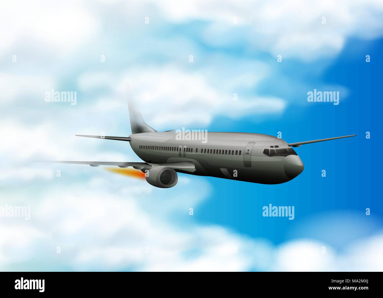 Airplane flying in the blue sky illustration Stock Vector Image & Art ...