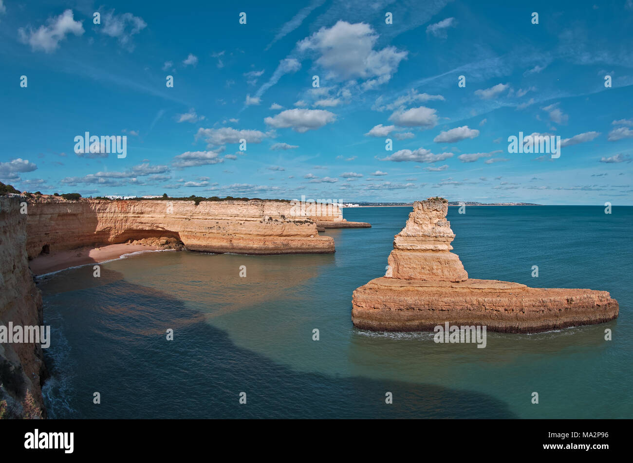 Yellow Submarine bay in Lagoa. Algarve, Portugal Stock Photo