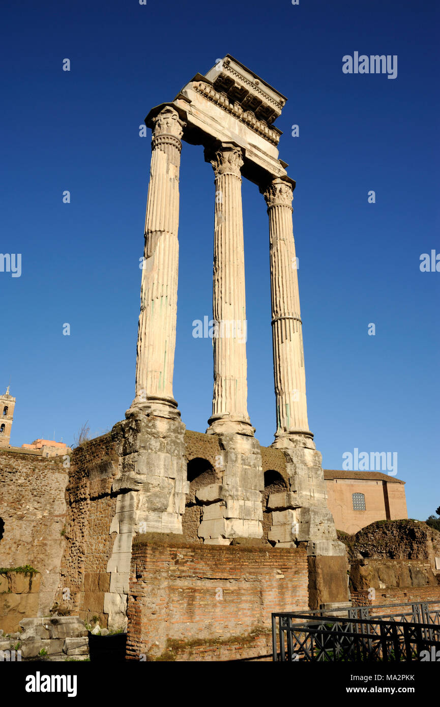 Italy, Rome, Roman Forum, temple of Castor and Pollux Stock Photo