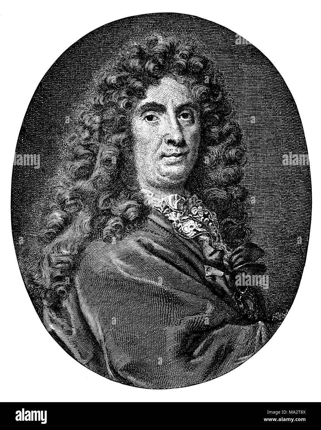 Charles Le Brun (Charles Lebrun), the first court painter of Louis XIV. After an engraving by T. Lubin Stock Photo