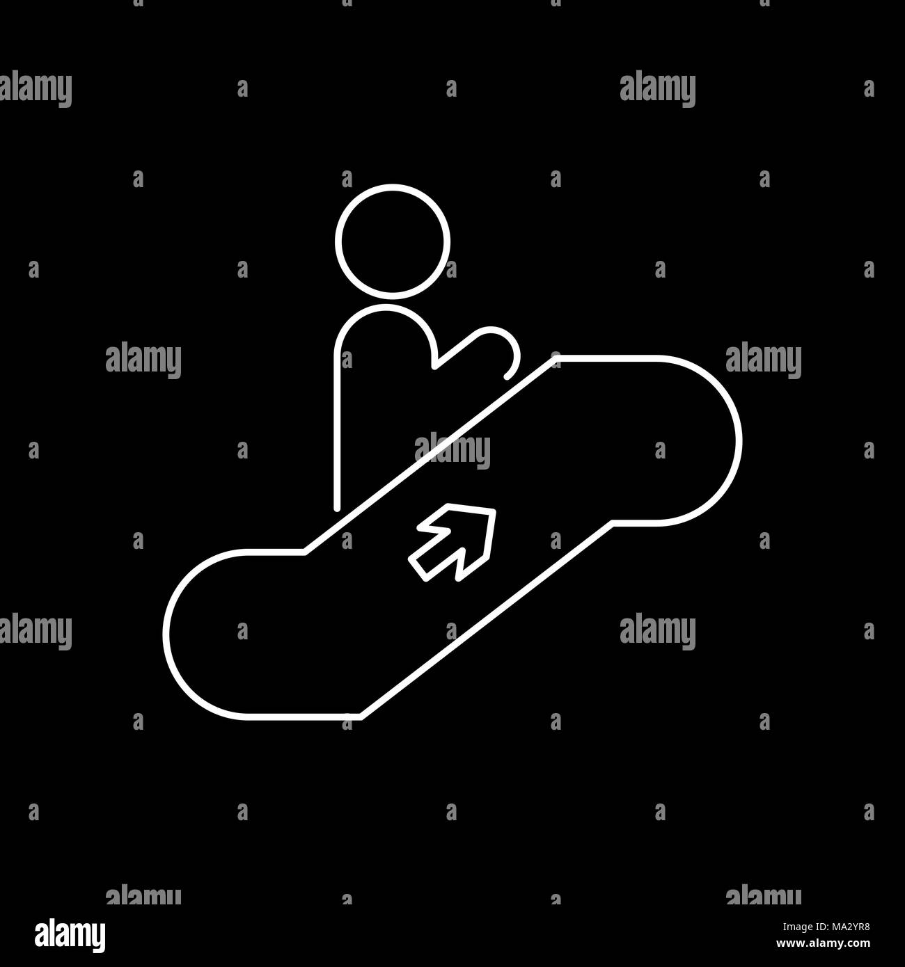 Man on escalator icon simple flat vector illustration. Stock Vector
