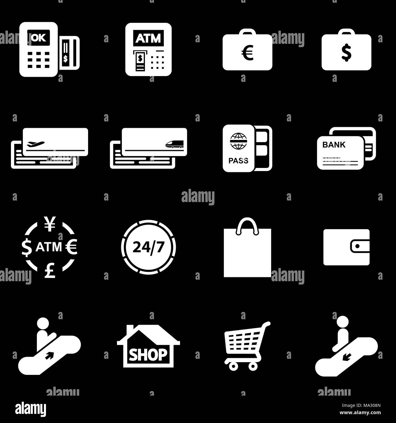Money and finance icon set flat vector illustration. UI UX icons. Stock Vector