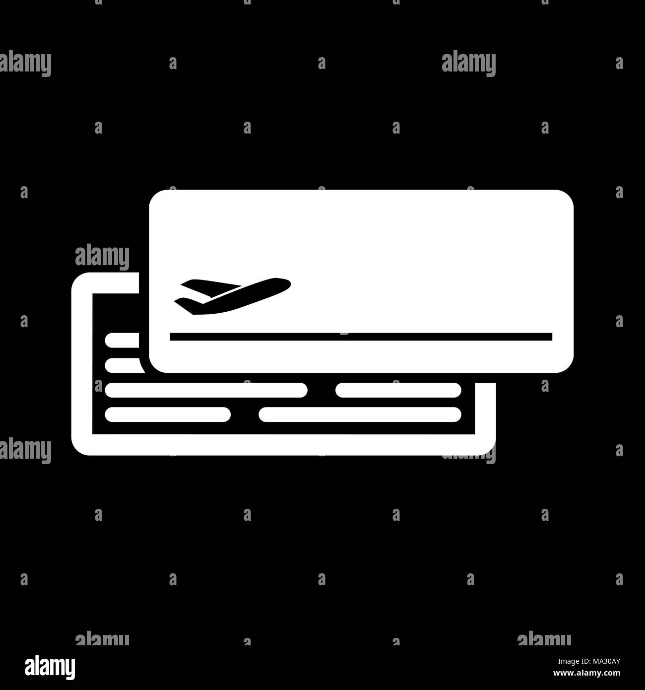 Plane ticket icon flat style simple illustration. Boarding pass. Stock Vector