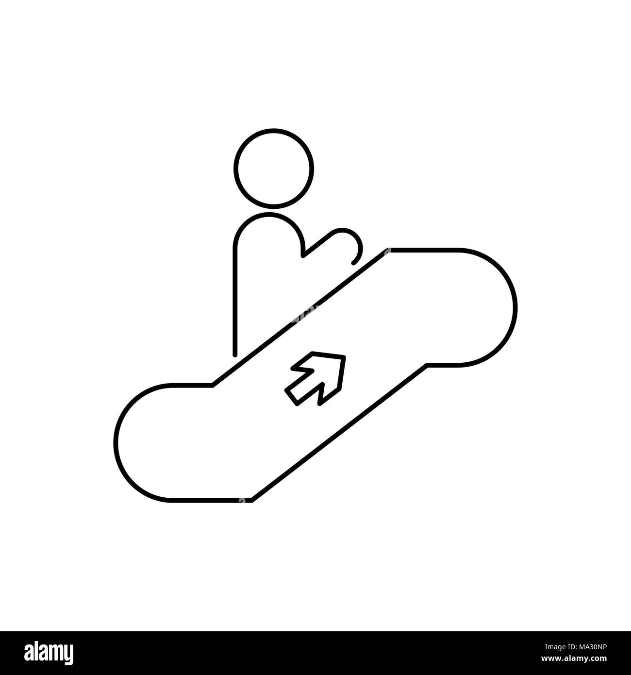 Man on escalator icon simple flat vector illustration. Stock Vector