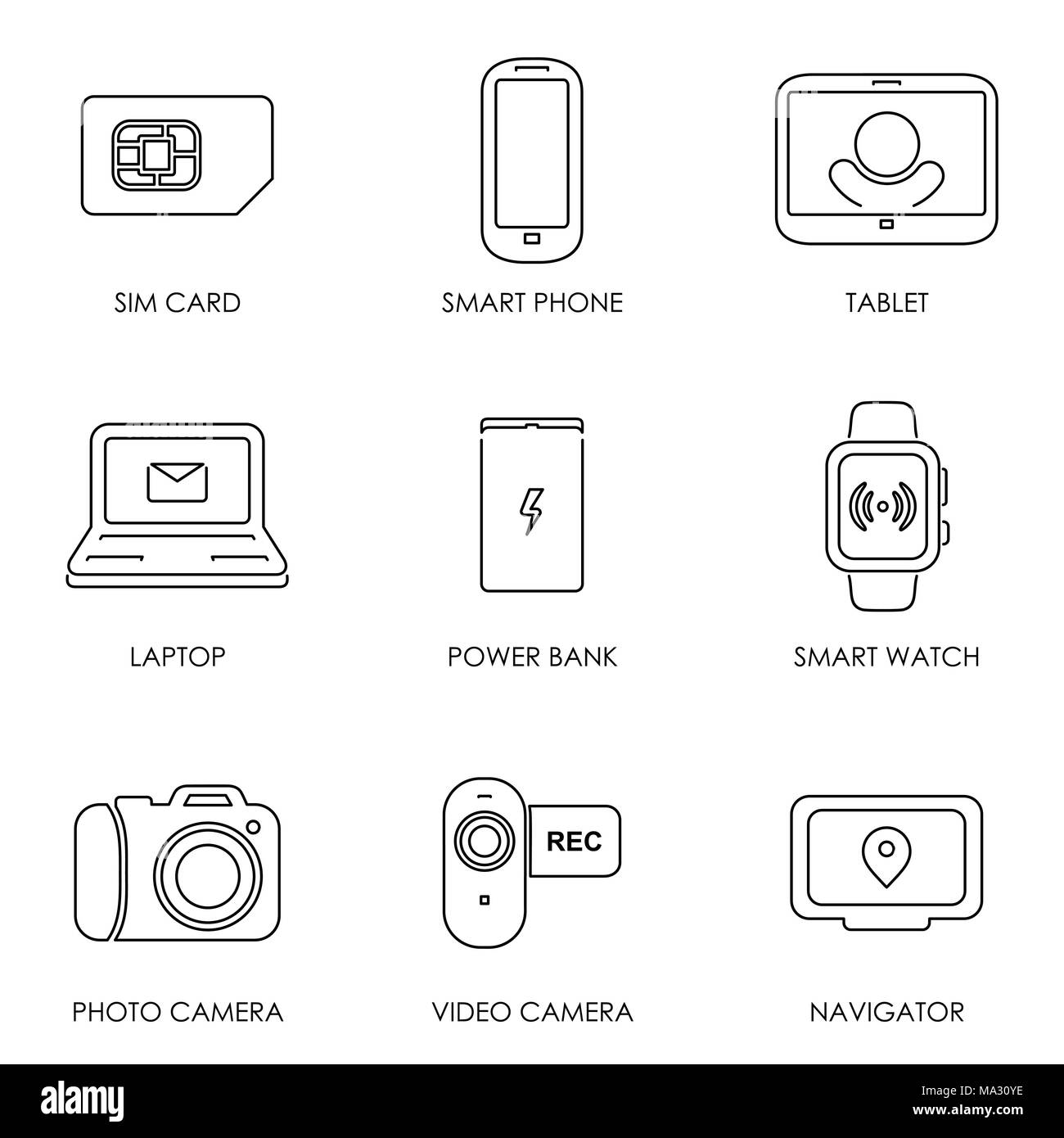 Mobile portable devices icon set symbol flat style vector illustration ...