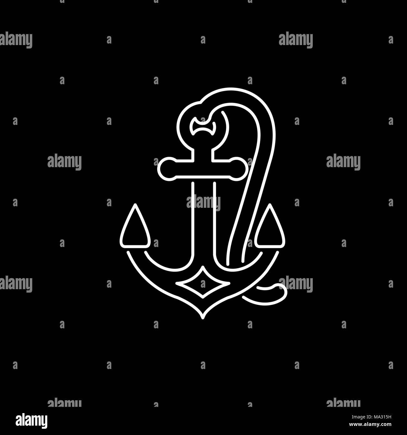 Anchor icon simple flat style illustration sign. Stock Vector