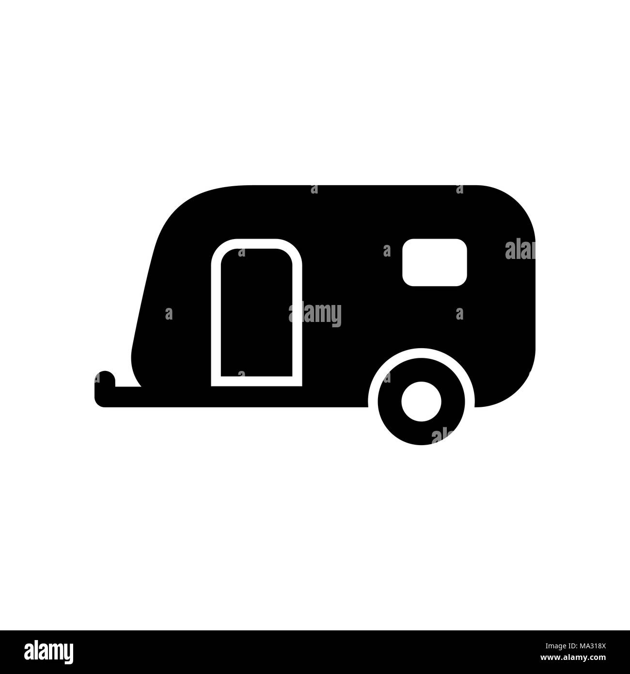 Caravan trailer icon simple flat vector illustration. Stock Vector