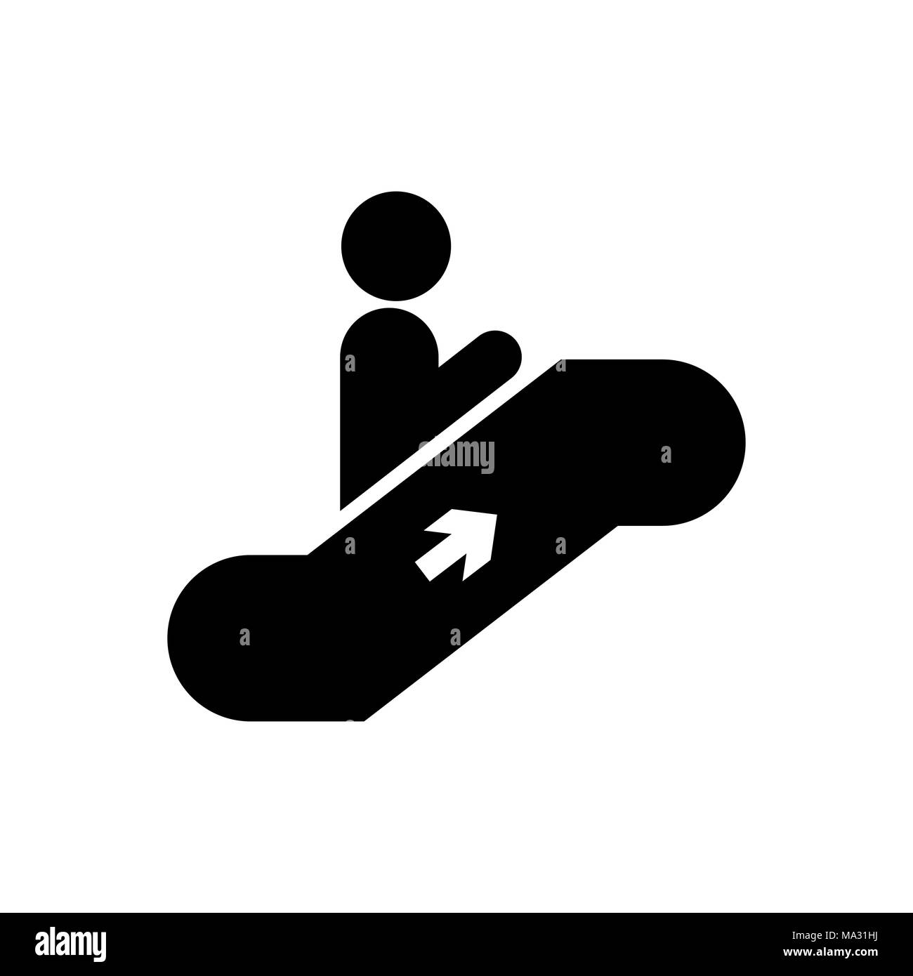 Man on escalator icon simple flat vector illustration. Stock Vector