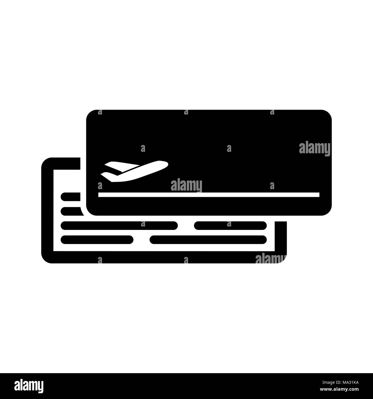 Plane ticket icon flat style simple illustration. Boarding pass. Stock Vector