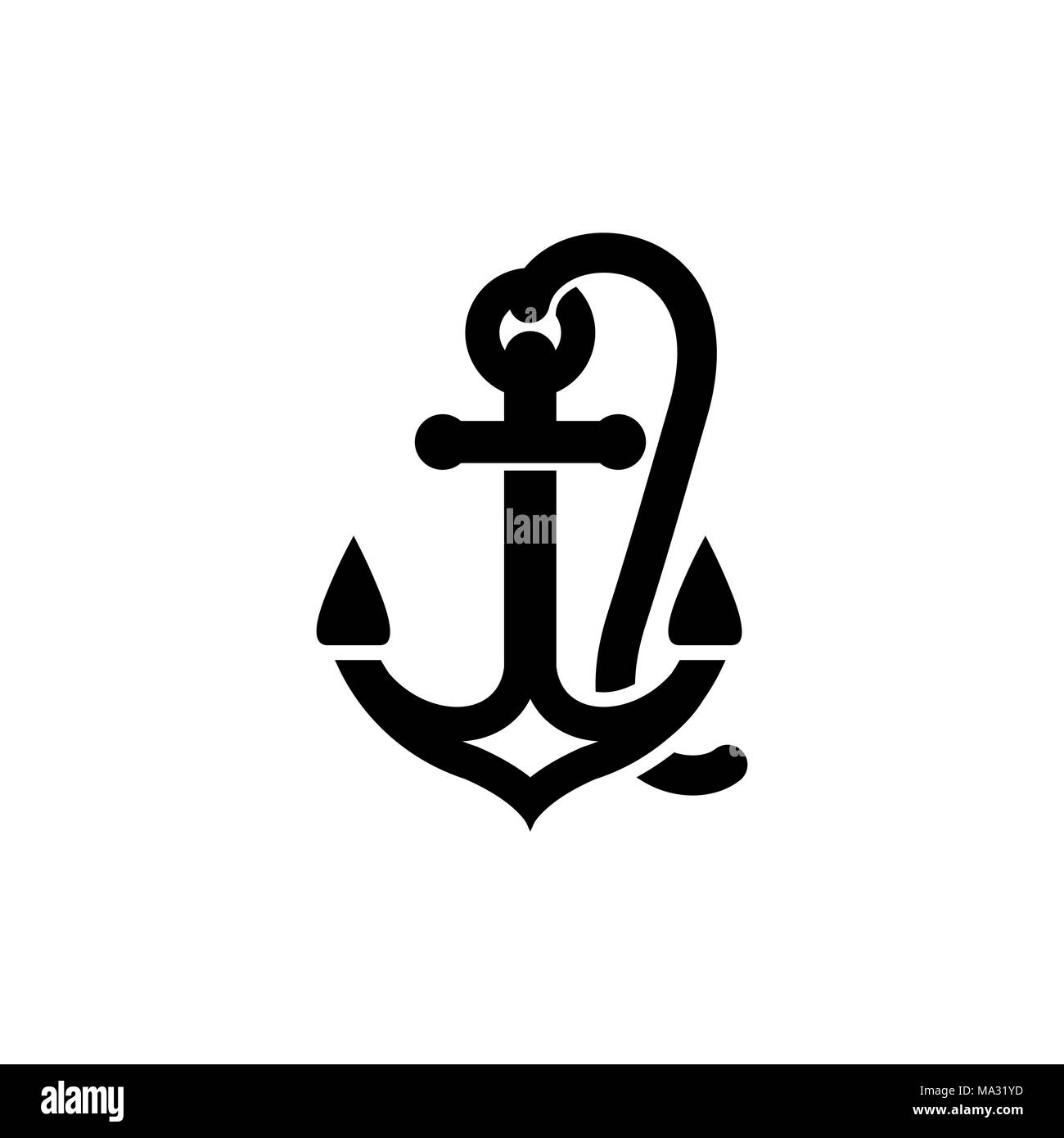 Anchor icon simple flat style illustration sign Stock Vector Image