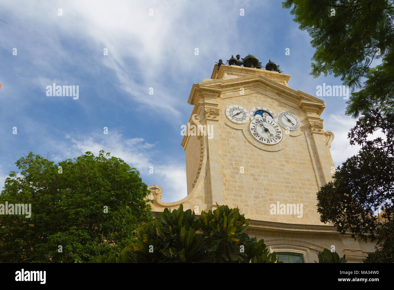 Clocks, UNESCO World Heritage city of Valletta, Malta Stock Photo Alamy