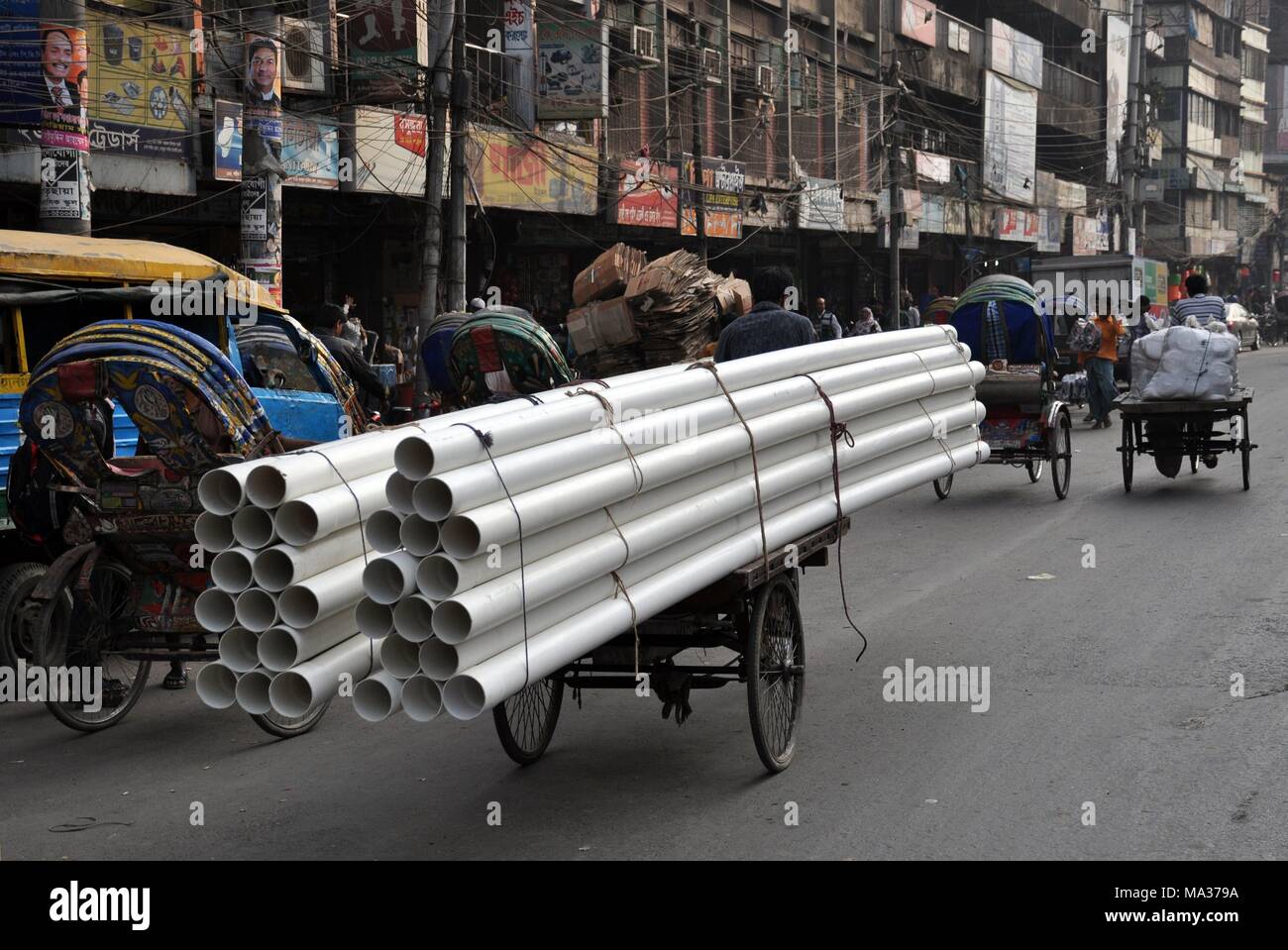 Goods transport by rickshaw on 07.01.2015 in Dhaka - Bangladesh ...