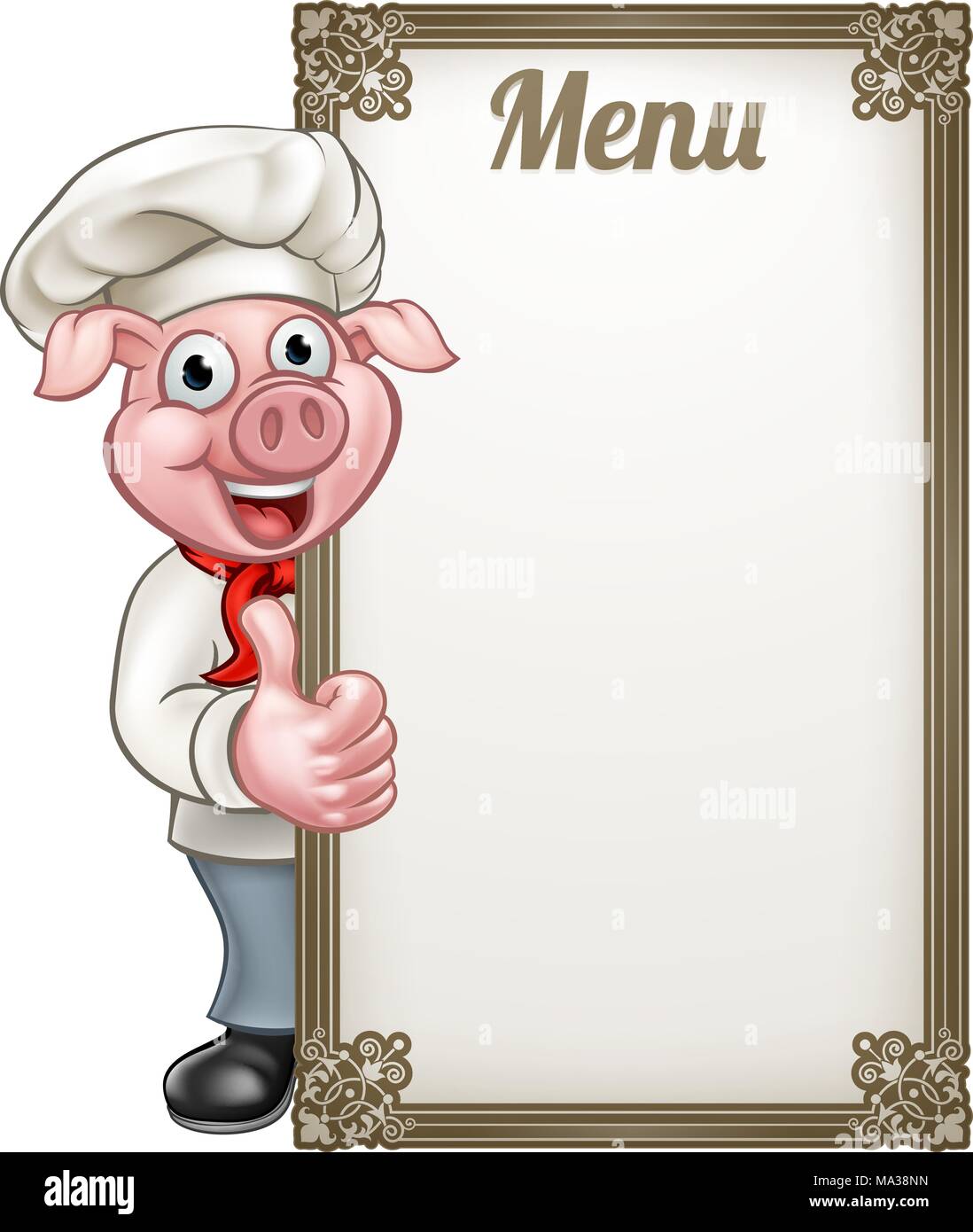 Cartoon Chef Pig Menu  Stock Vector