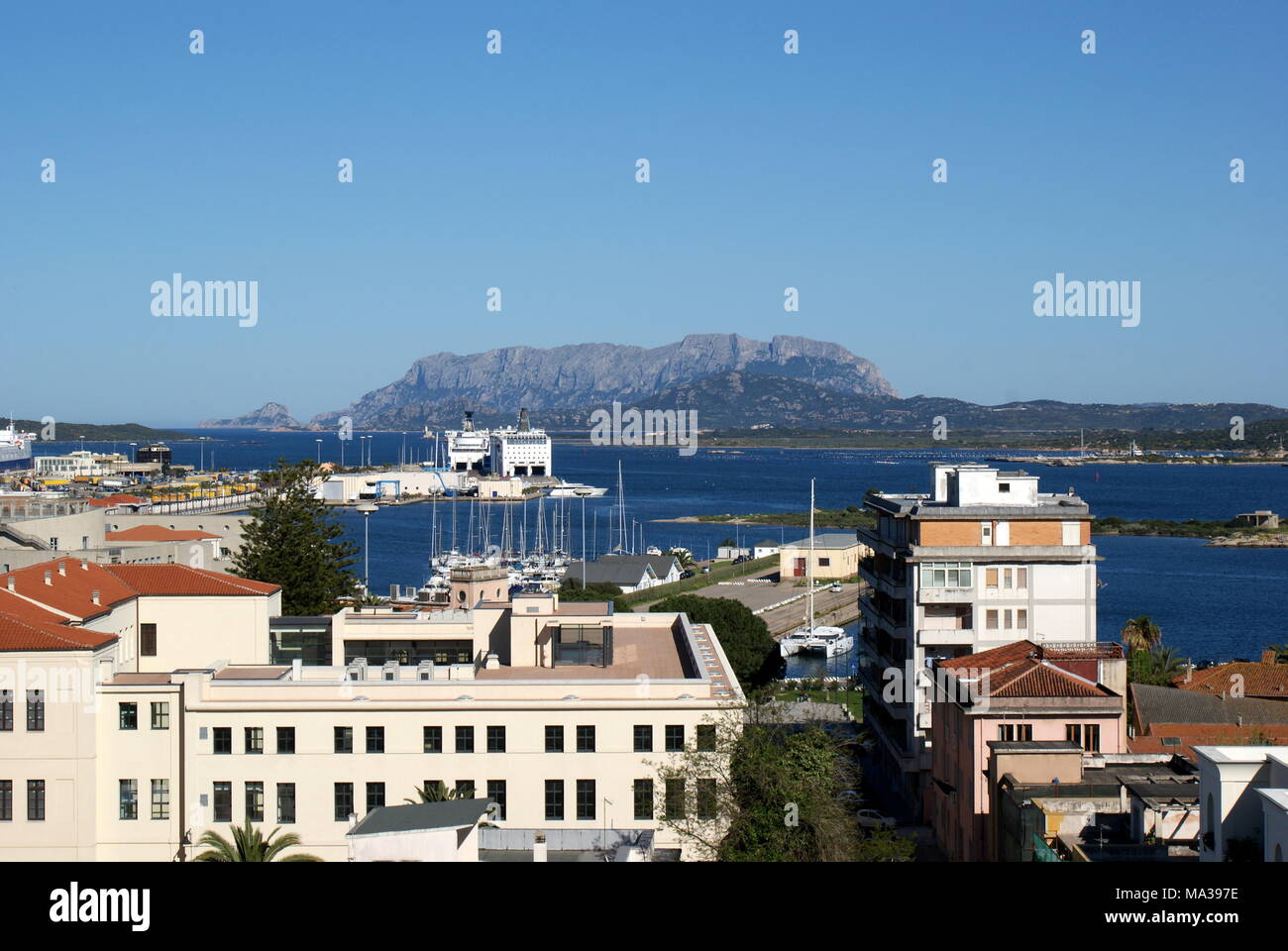 View of Olbia city and the Gulf of Olbia, Sardinia, Italy Stock Photo