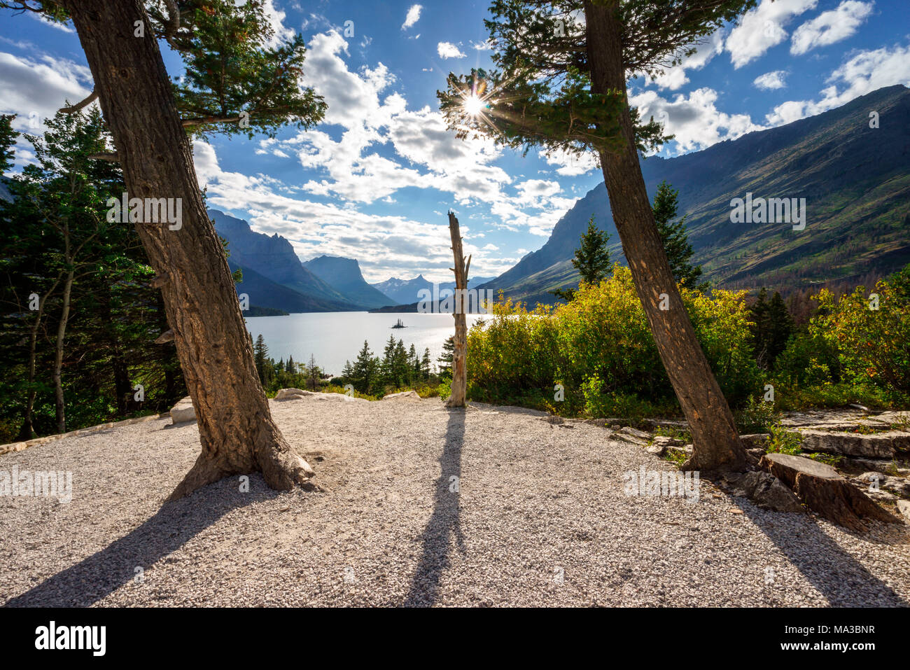 Saint Mary Lake from the Going-to-the-Sun-Road, Glacier National Park, Montana, Usa Stock Photo