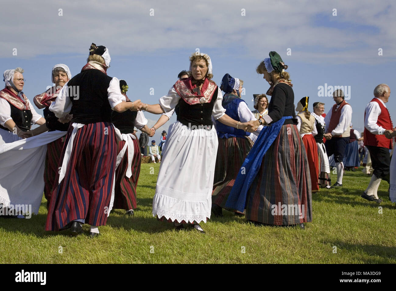 Big festival with traditional costumes on the Hanswarft, Hallig Hooge,  Schleswig - Holstein, North Germany, Germany Stock Photo - Alamy