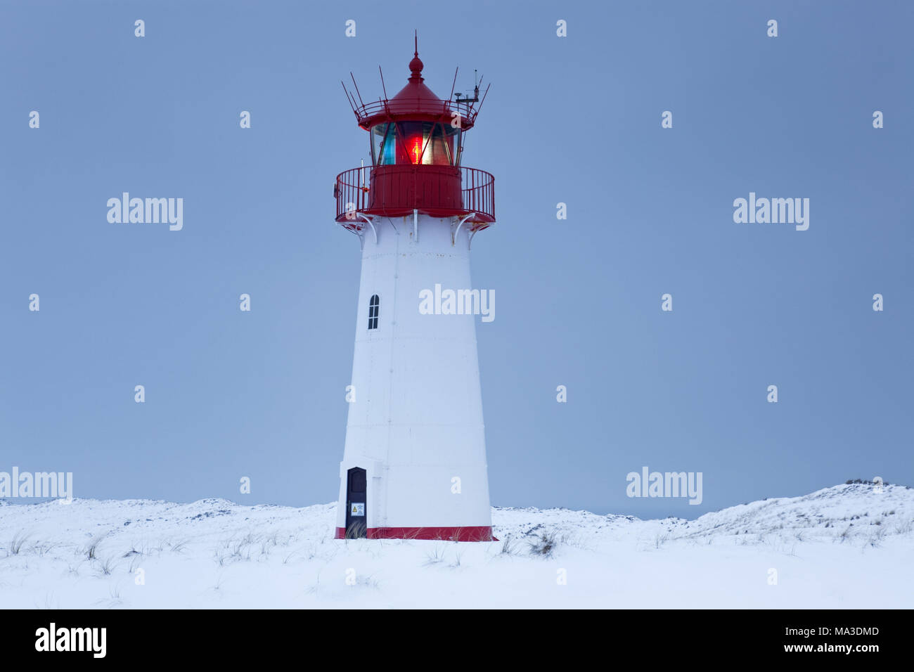Western lighthouse in the Ellenbogen, List, island Sylt, the North Frisians, Schleswig - Holstein, Germany, Stock Photo