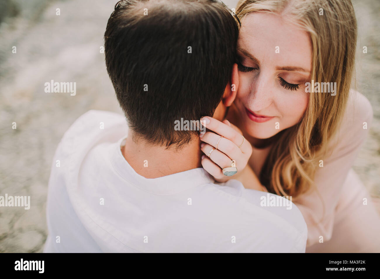 Couple in love, hug, portrait, detail, Stock Photo