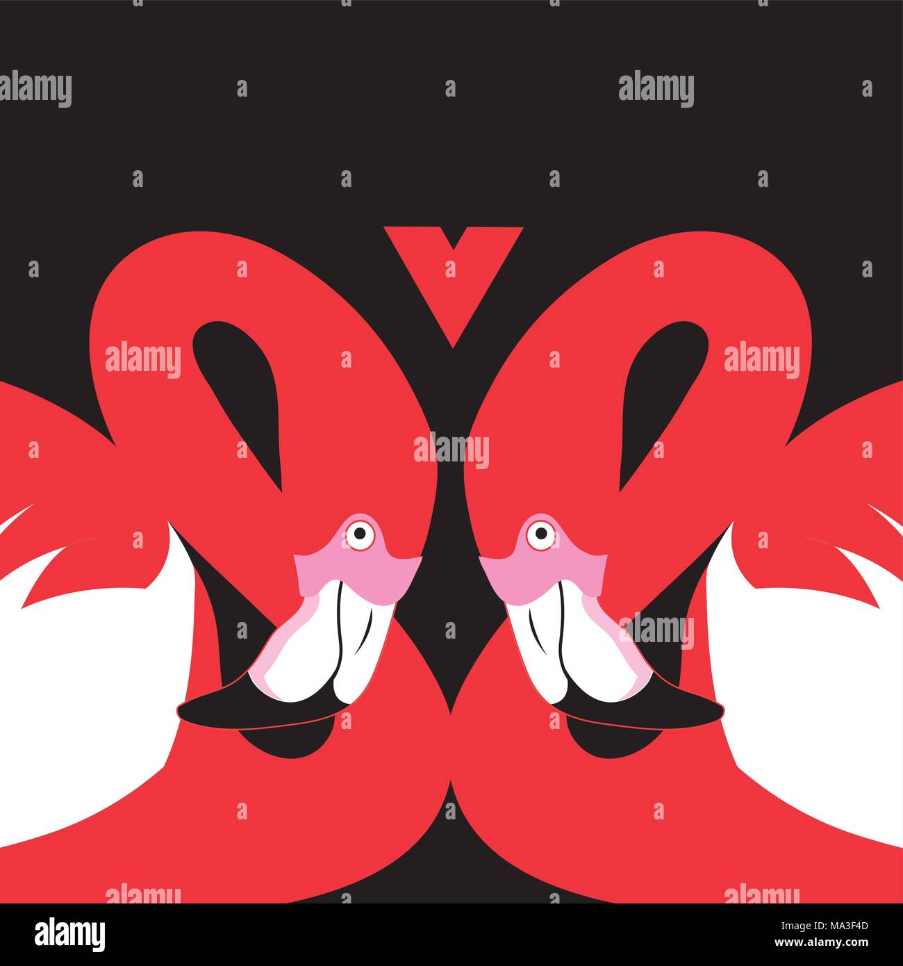 Vector in love with red flamingos on a dark background Stock Vector ...