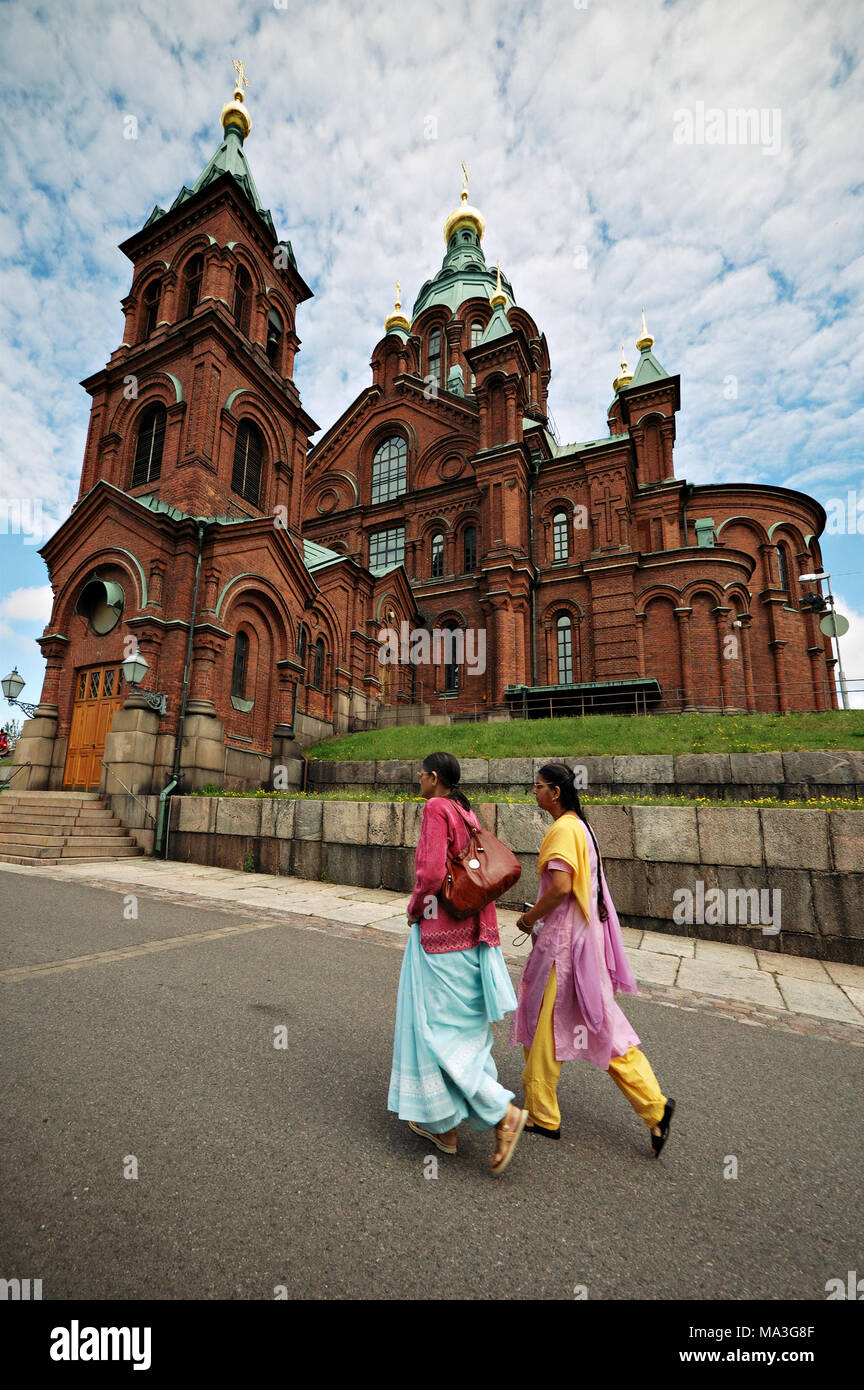 Indian women tourists and Uspenski Cathedral in Helsinki, Finland Stock  Photo - Alamy