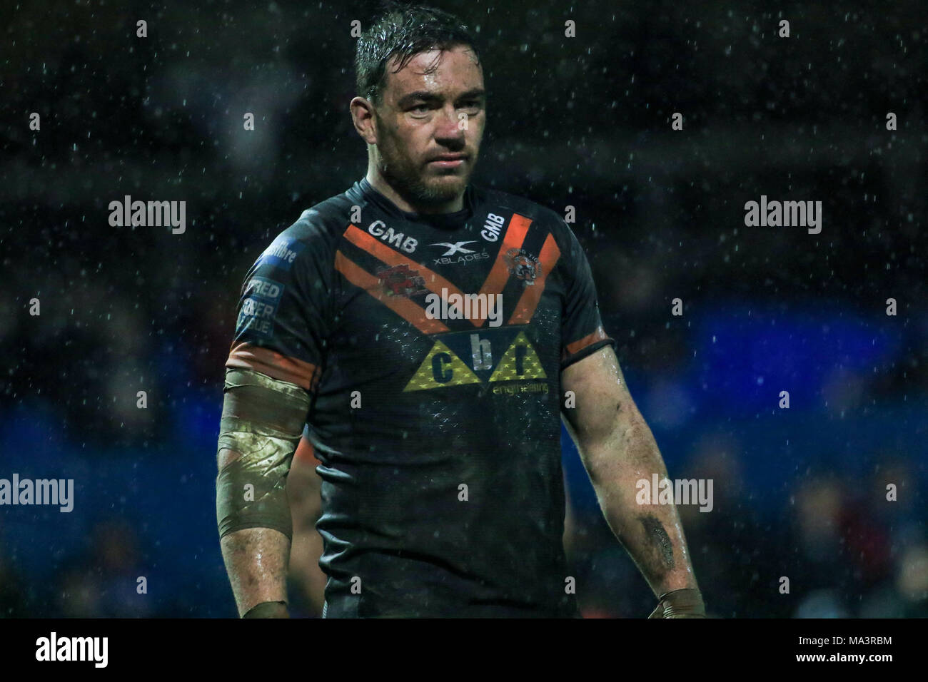 Wakefield, UK. 29th March 2018 , Mobile RocketStadium, Wakefield, England; Betfred Super League rugby, Wakefield Trinity v Castleford Tigers; Grant Millington of Castleford Tigers Credit: News Images/Alamy Live News Stock Photo