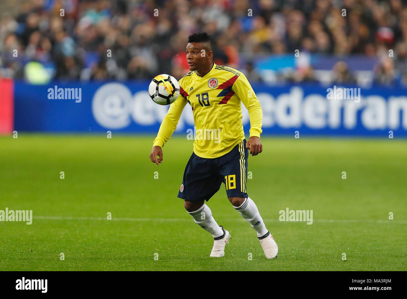 Saint-Denis, France. 23rd Mar, 2018. Frank Fabra (COL) Football/Soccer : International friendly match between France 2-3 Colombia at the Stade de France in Saint-Denis, France . Credit: Mutsu Kawamori/AFLO/Alamy Live News Stock Photo