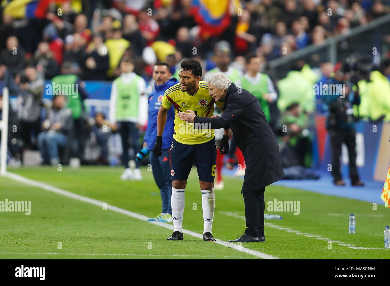 Saint-Denis, France. 23rd Mar, 2018. (L-R) Abel Aguilar, Jose Pekerman (COL) Football/Soccer : International friendly match between France 2-3 Colombia at the Stade de France in Saint-Denis, France . Credit: Mutsu Kawamori/AFLO/Alamy Live News Stock Photo