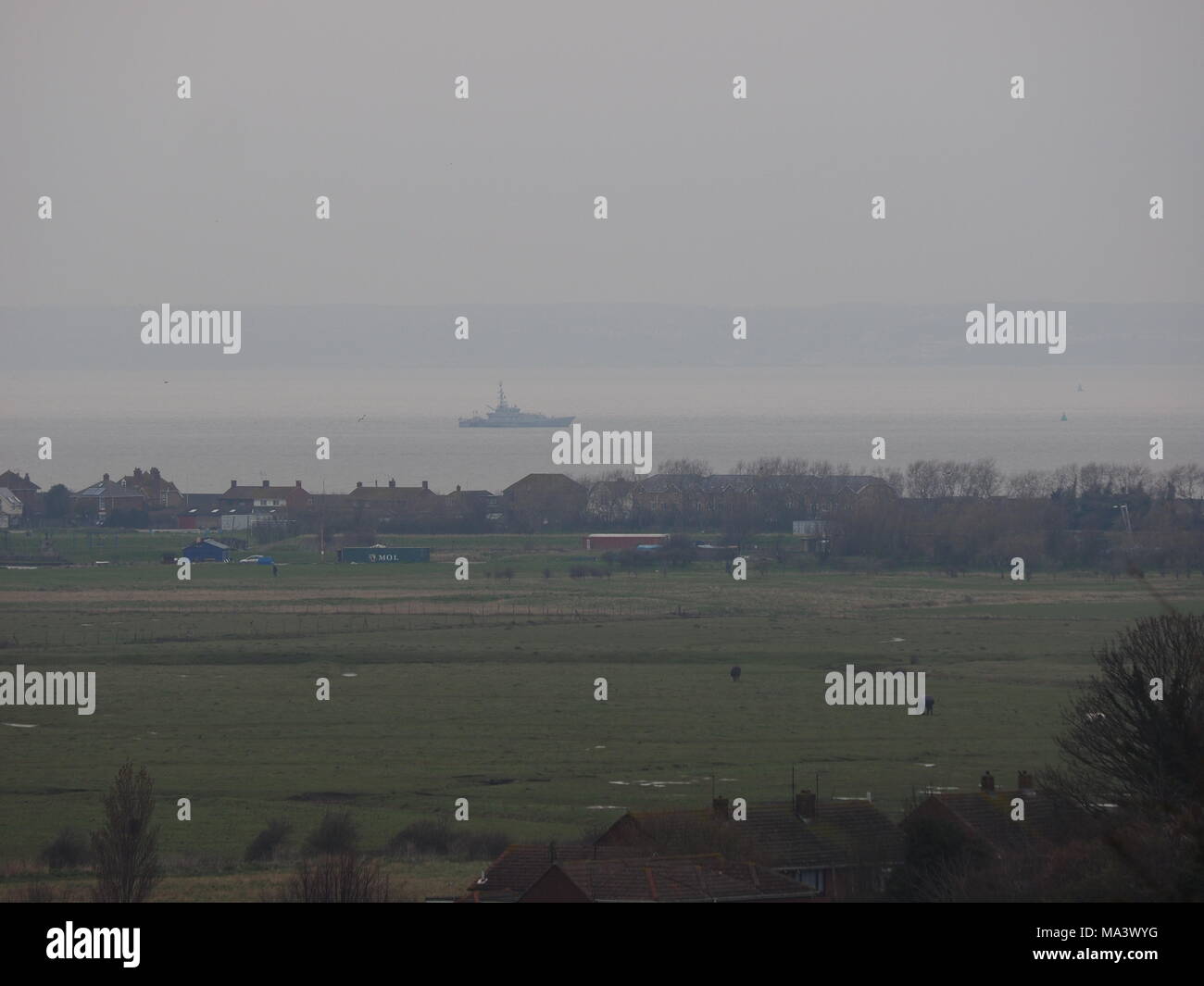 Minster on sea, Kent, UK. 30th March, 2018. UK Weather a wet and grey