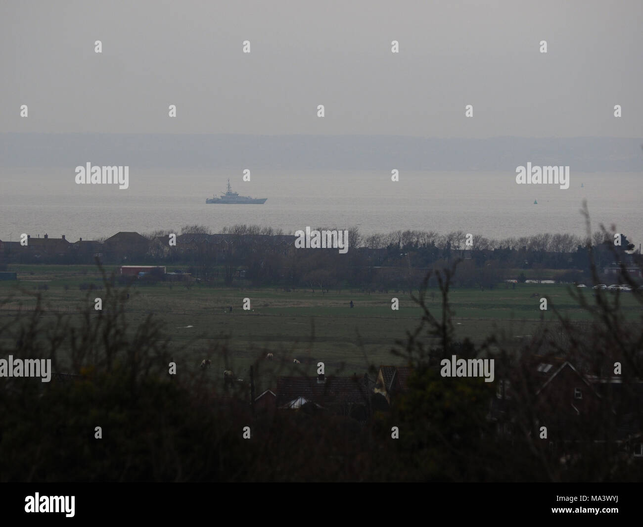 Minster on sea, Kent, UK. 30th March, 2018. UK Weather a wet and grey