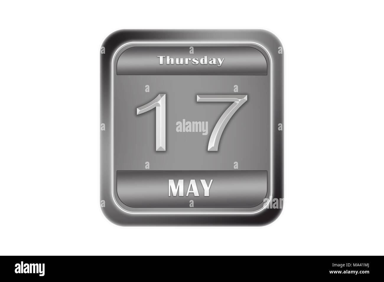 Date may 17, Thursday written on a metal plate Stock Photo