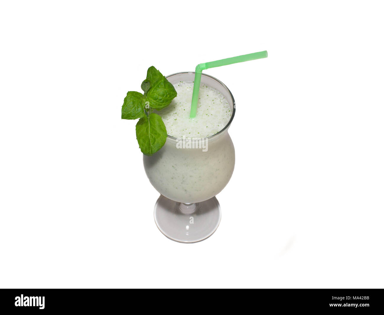 milkshake with mint on isolated white background Stock Photo