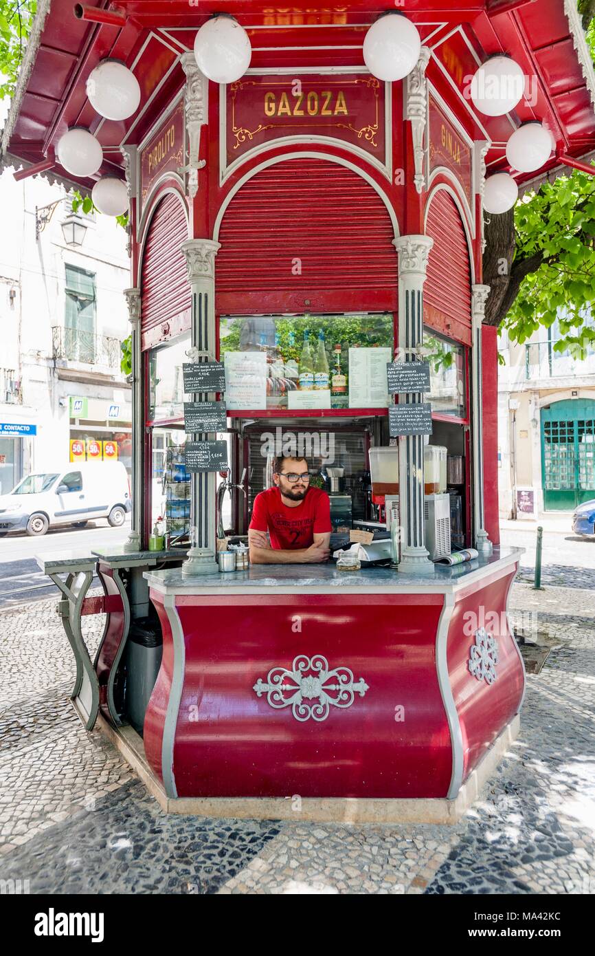 A kiosk on the Praca Sao Paulo in Lisbon, Portugal Stock Photo
