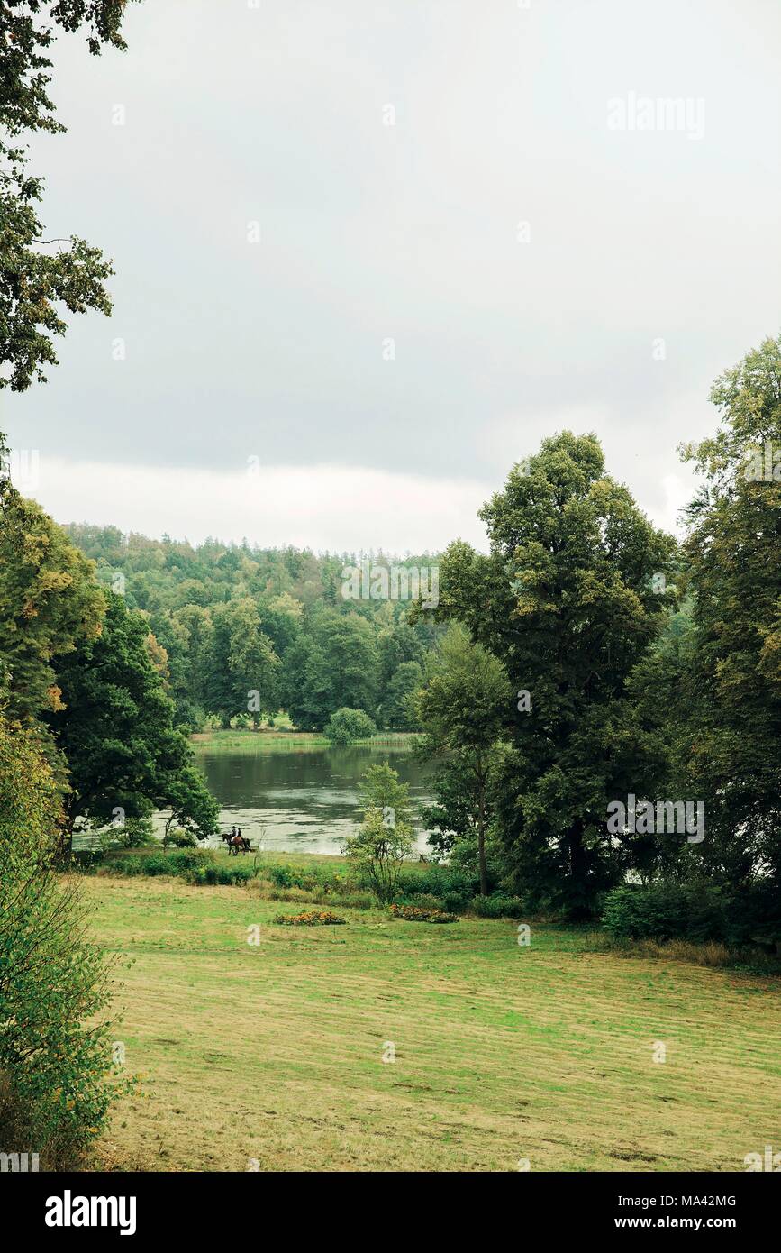 The park of Bukowiec Palace in the Jelenia Góra Valley in Poland Stock