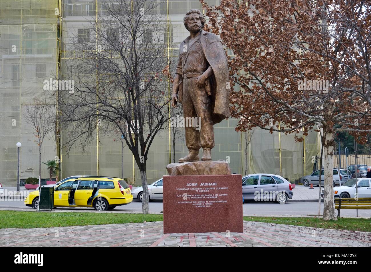 Monument of Adem Jashari, one of the founder of Kosovo Liberation Army in Tirana, Albania Stock Photo