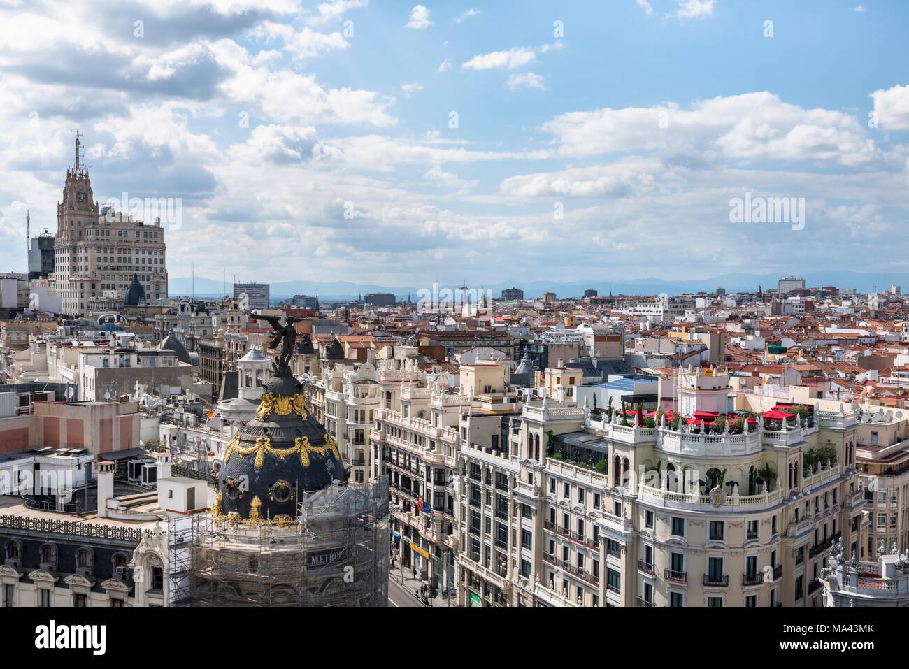 View from the rooftop terrace of the Circulo de Bellas Artes in Madrid, Spain Stock Photo