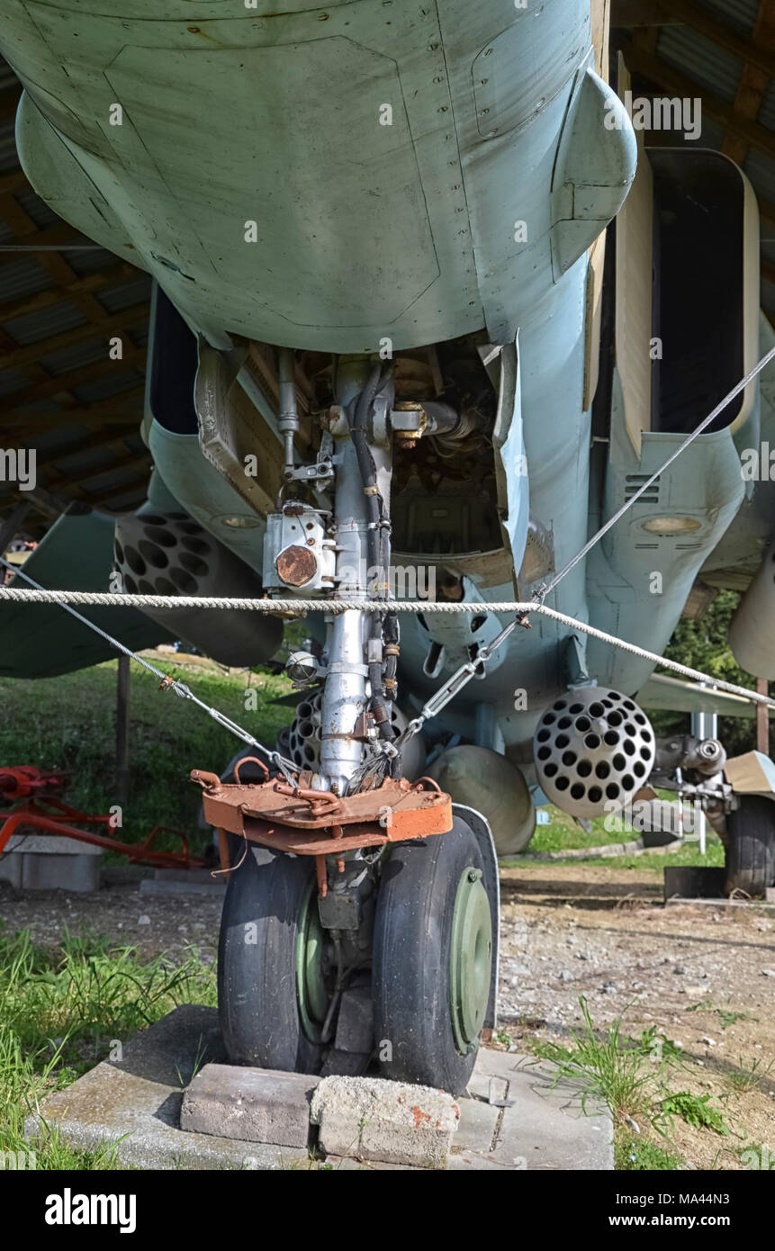 View of the landing gear of the MiG-23 Stock Photo