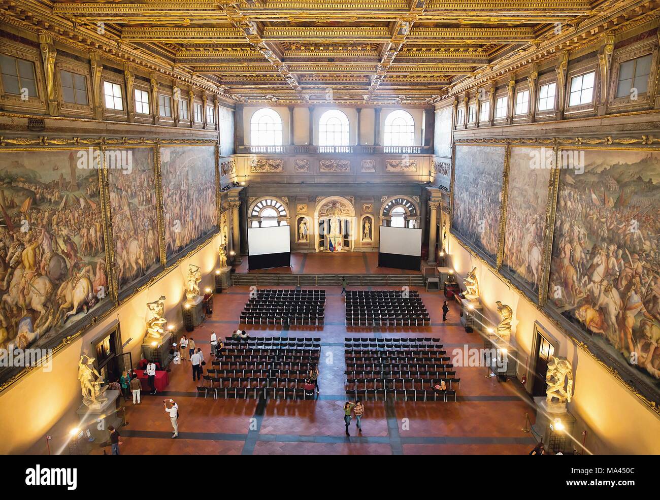 The Hall of the Five Hundred at the Palazzo Vecchio in Florence, Italy  Stock Photo - Alamy