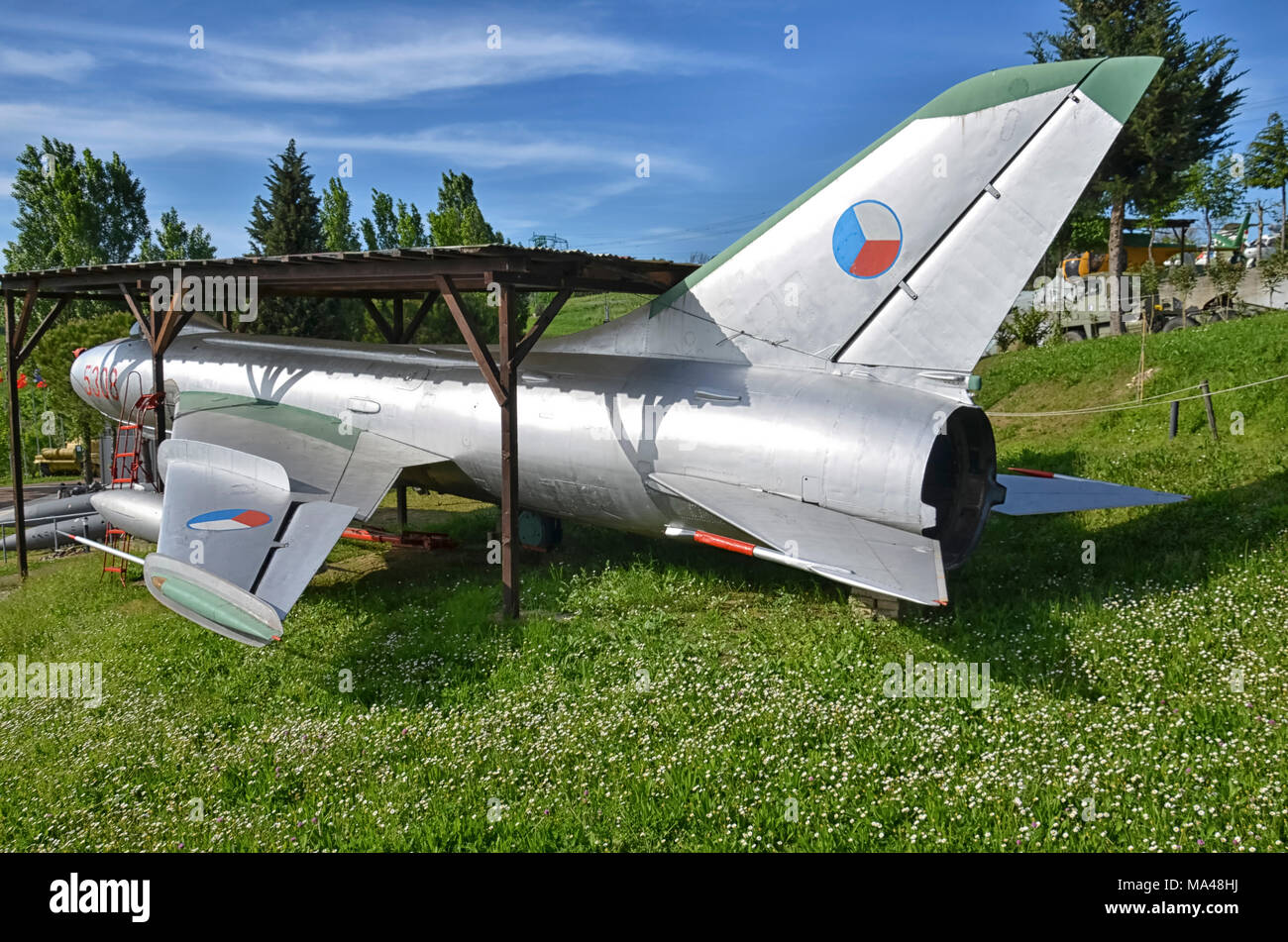 View of a retired Sukhoi Su-7 fighter-bomber Stock Photo