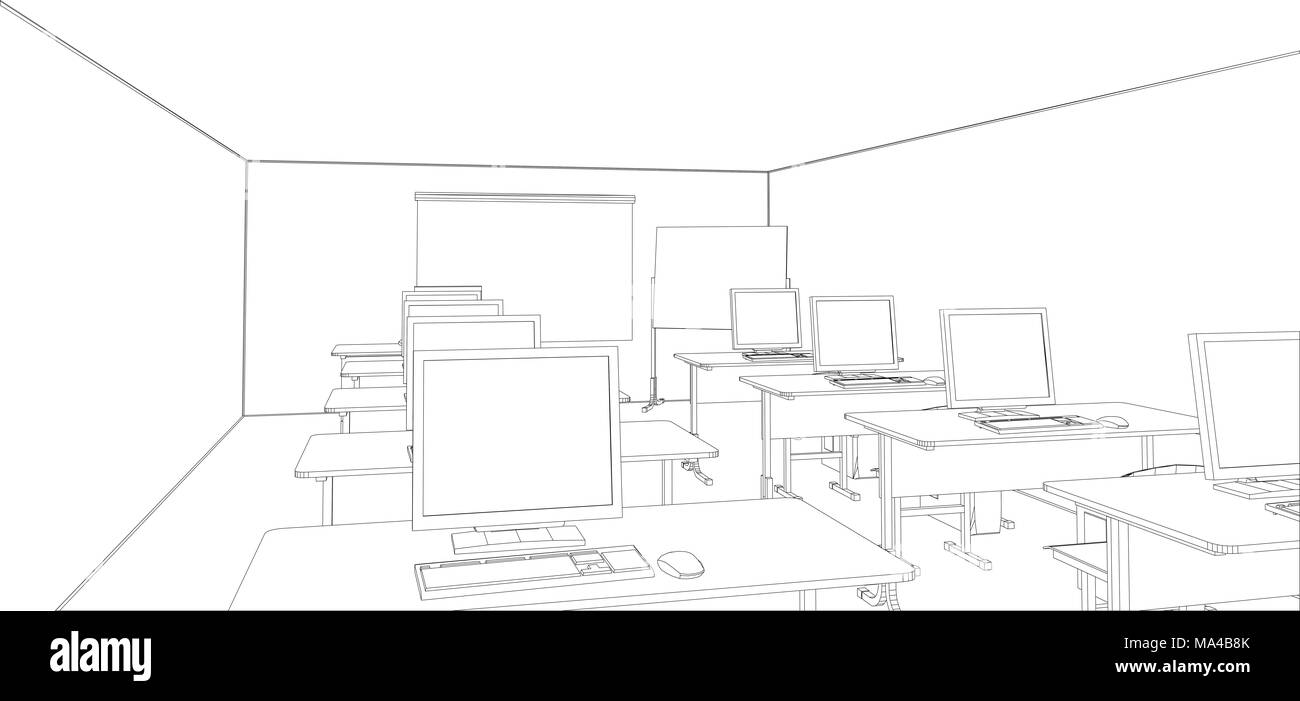 классный кабинет иллюстрация. компьютерный класс на прозрачном фоне. нарисовать компьютерный класс. нарисовать школьный класс. кабинет информатики рисунок.