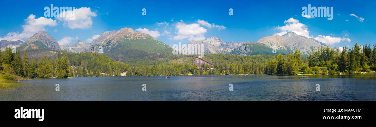 High Tatras - The panorama of Strbske Pleso lake Stock Photo